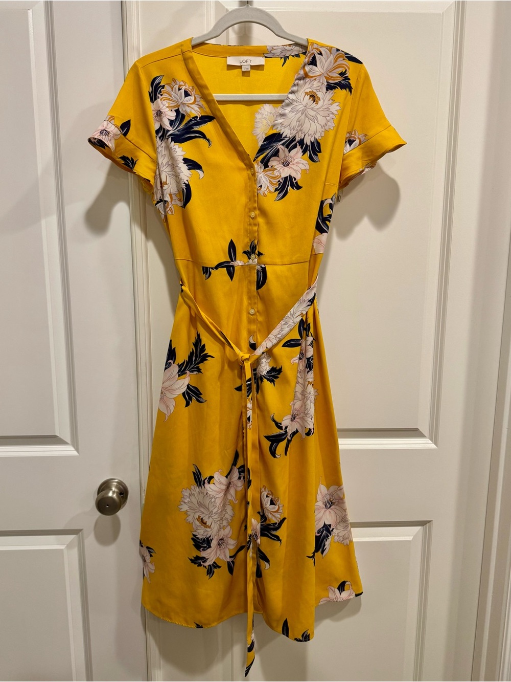 LOFT Floral Yellow Dress Size 2